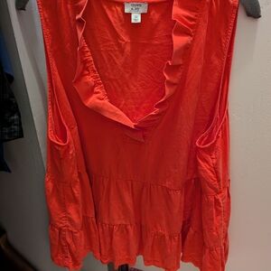 crown & ivy Red Ruffle Blouse